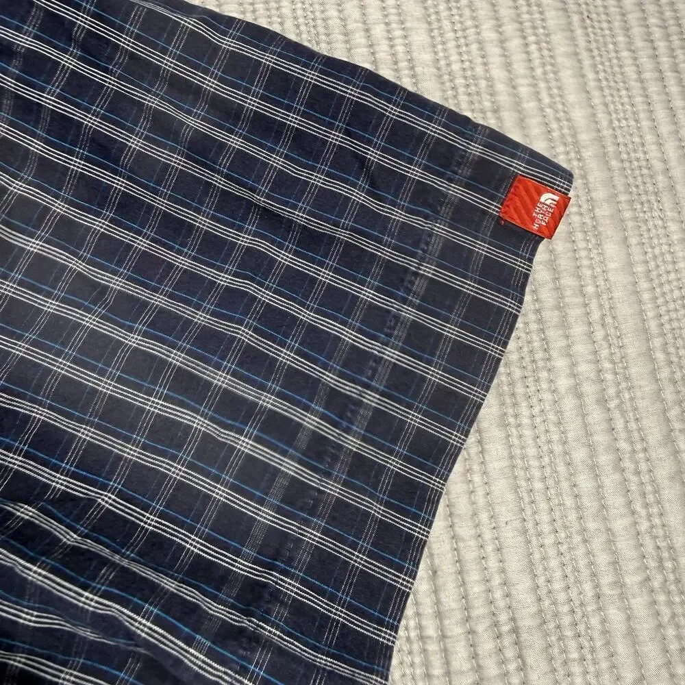 The North Face Shirt Men's L Short Sleeve Blue White Plaid Gorpcore Outdoors